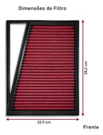 FILTRO AR ESPORTIVO INBOX FIAT ARGO 1.0 FLEX FIREFLY 2017 EM DIANTE E SIMILARES VERMELHO-062