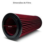 FILTRO AR ESPORTIVO INBOX FORD F250 3.9 16V CUMMINS ELETRÔNICO 203CV 2006 EM DIANTE E SIMILARES VERMELHO-062