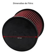 FILTRO AR ESPORTIVO INBOX FORD RANGER XL 3.0 V6 GASOLINA 1995 ATÉ 1997 E SIMILARES VERMELHO-062