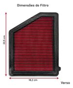 FILTRO AR ESPORTIVO INBOX HONDA CIVIC EX 2.0 16V 155CV 2016 EM DIANTE E SIMILARES VERMELHO-062