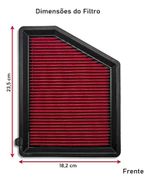 FILTRO AR ESPORTIVO INBOX HONDA CIVIC EX 2.0 16V 155CV 2016 EM DIANTE E SIMILARES VERMELHO-062