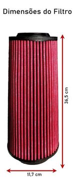 FILTRO AR ESPORTIVO INBOX NISSAN FRONTIER 2.8 ATTACK MWM 2006 ATÉ 2007 E SIMILARES VERMELHO-062