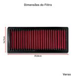 FILTRO AR ESPORTIVO INBOX PEUGEOT 2008 1.6 THP 2015 EM DIANTE E SIMILARES VERMELHO-062