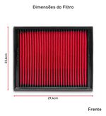 FILTRO AR ESPORTIVO TURBINA 6CM ALTURA BOCAL BORRACHA 90MM VERMELHO-062