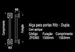 Puxador Ritz Com Aplique Duplo 1500MM - Inox Polido c/ Cromo