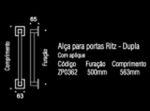 Puxador duplo Ritz Com Aplique 500MM - Inox Polido c/ Cromo