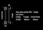 Puxador Ritz Com Aplique Duplo 400MM - Inox Polido c/ Cromo