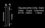 Puxador Duplo Living 1000MM - Inox Polido