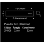 Puxador Ken 32MM - Diamond c/ Cromo