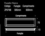 Puxador Nazca 600MM - Cromado
