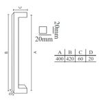 Puxador Duplo DF992 400MM - Dourado