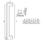 Puxador Duplo DF992 300MM - Dourado