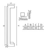 Puxador Duplo DF992 200MM - Dourado