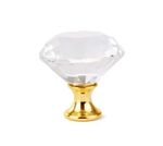 Puxador Tulipa 20MM Cristal Vidro Dourado