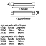 Puxador Vitta Duplo 1000MM - Inox Polido