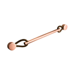 Puxador Oriente 224MM - Rose Escovado c/ Couro Marrom