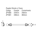 Puxador Oriente 224MM - Rose Escovado c/ Couro Marrom
