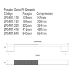 Puxador Santa Fe Granado 320MM - Níquel Velho