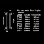 Puxador Ritz Com Aplique Simples 1000MM - Diamond c/ Cromo