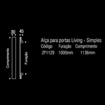 Puxador Living Simples 1000MM - Inox Polido