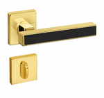 Conjunto Maçaneta MA158 Banho Roseta Q5 - Dourado PVD c/ Resina Preta