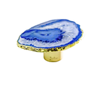 CABIDE AGATA AZUL COM BORDA DOURADA / GOLD ESCOVADO