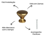 Kit 5 Puxadores Cup  - Dourado Matte