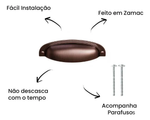 Puxador Concha Colonial 96MM - Cobre