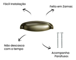 Kit 6 Puxadores Concha Colonial Retrô  - Antique