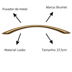 Puxador Alça Brumet  225mm- Dourado Mate - PDEFL