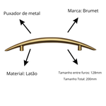 Puxador Alça Brumet  200mm - Dourado Mate - PDEFL