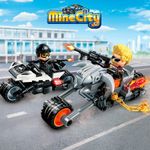 Bloco de Montar A Perseguição de Motocicletas Mine City Keepplay