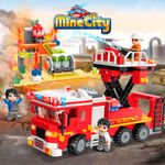 Bloco de Montar Bombeiros ao Resgate Mine City Keepplay