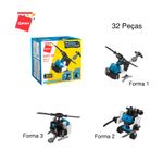 Bloco de Montar Helicóptero Trans Collector Bombeiro e Polícia 3 em 1 Keepplay