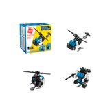 Bloco de Montar Helicóptero Trans Collector Bombeiro e Polícia 3 em 1 Keepplay