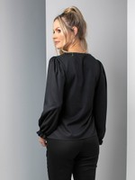 BLUSA DECOTE FRANZIDO E ELÁSTICO PUNHO