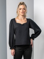 BLUSA DECOTE FRANZIDO E ELÁSTICO PUNHO