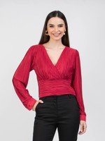 BLUSA DECOTE TRANSPASSE PLISSADA