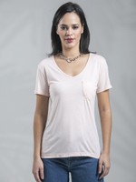 BLUSA MANGA CURTA DECOTE V COM BOLSO