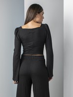 BLUSA DE MALHA TEXTURIZADA DECOTE QUADRA