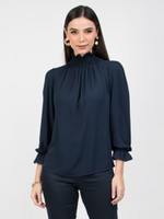 BLUSA SOCIAL GOLA ALTA E LASTEX