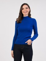 BLUSA TRICOT GOLA ALTA CRISTAIS