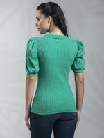 BLUSA DE MALHA CANELADA COM PUNHO