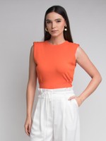 BLUSA DECOTE REDONDO COM OMBREIRAS