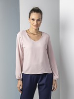 BLUSA DECOTE V COM ELÁSTICO NO PUNHO