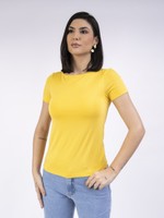 BLUSA BÁSICA DE MALHA MANGA CURTA DECOTE CANOA