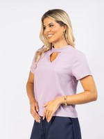 BLUSA SOCIAL GOLA ALTA COM DECOTE V