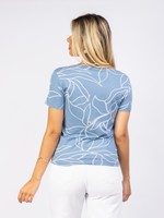 BLUSA DE MALHA ESTAMPA ABSTRATA DECOTE V