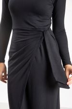 Vestido Feminino Midi em Malha com Transpasse e Amarração