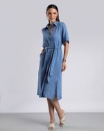 Vestido Feminino Chemise Amplo em Algodão com Faixa
